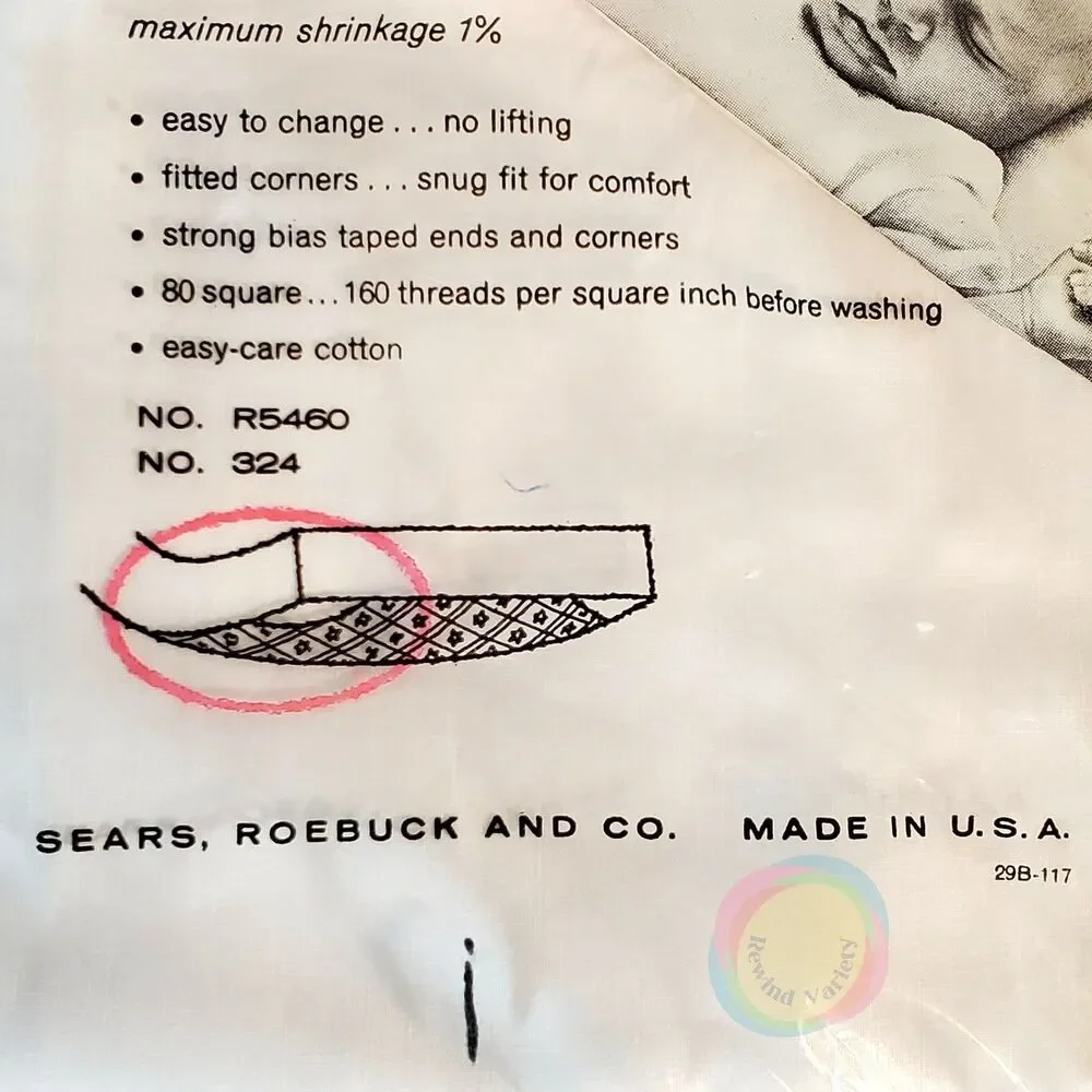2 VTG Sears Honeysuckle Crib Sheets NIP 52x28 NOS
